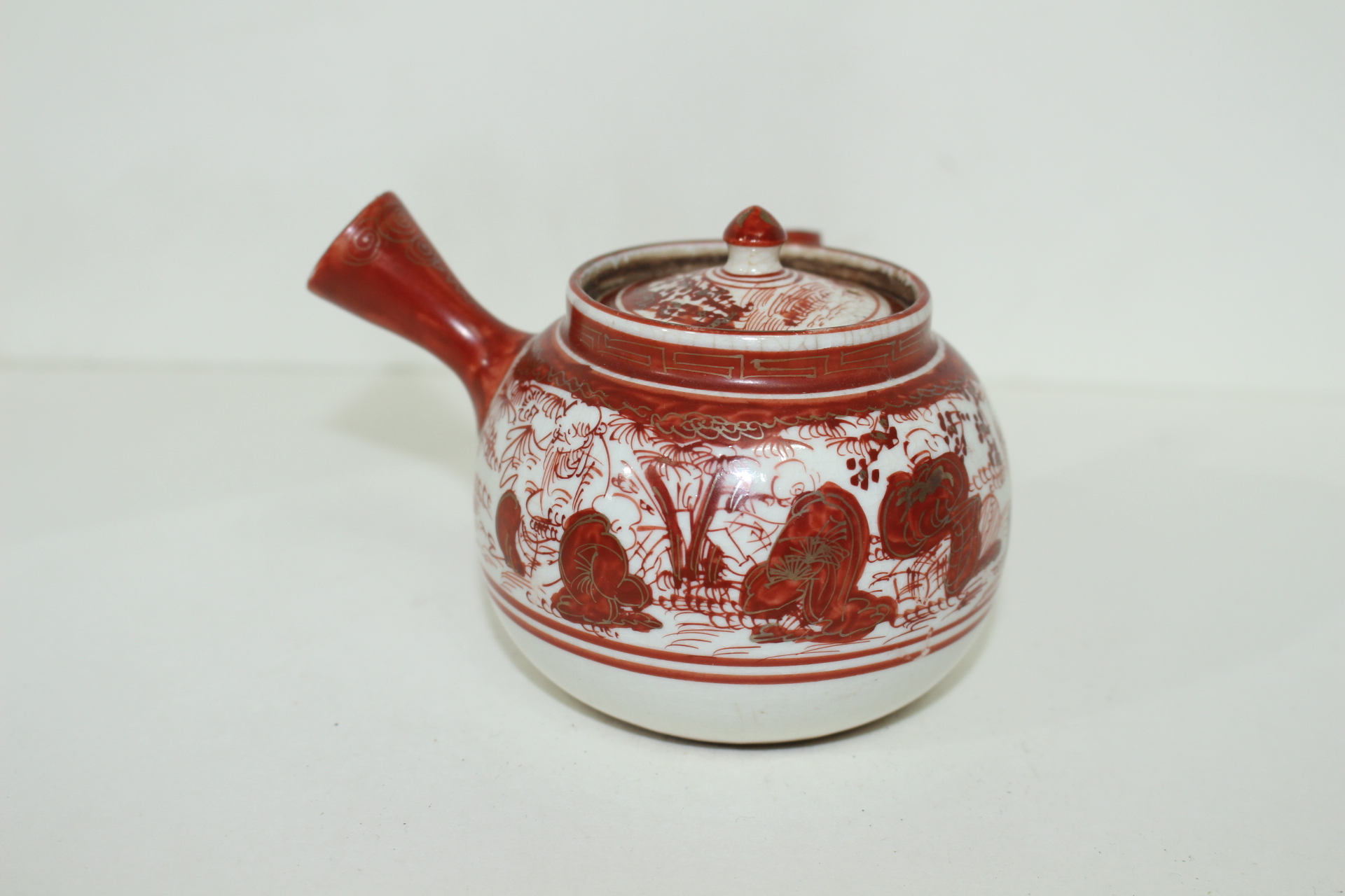 에도시기 고구다니 진사금채화문백자 다관