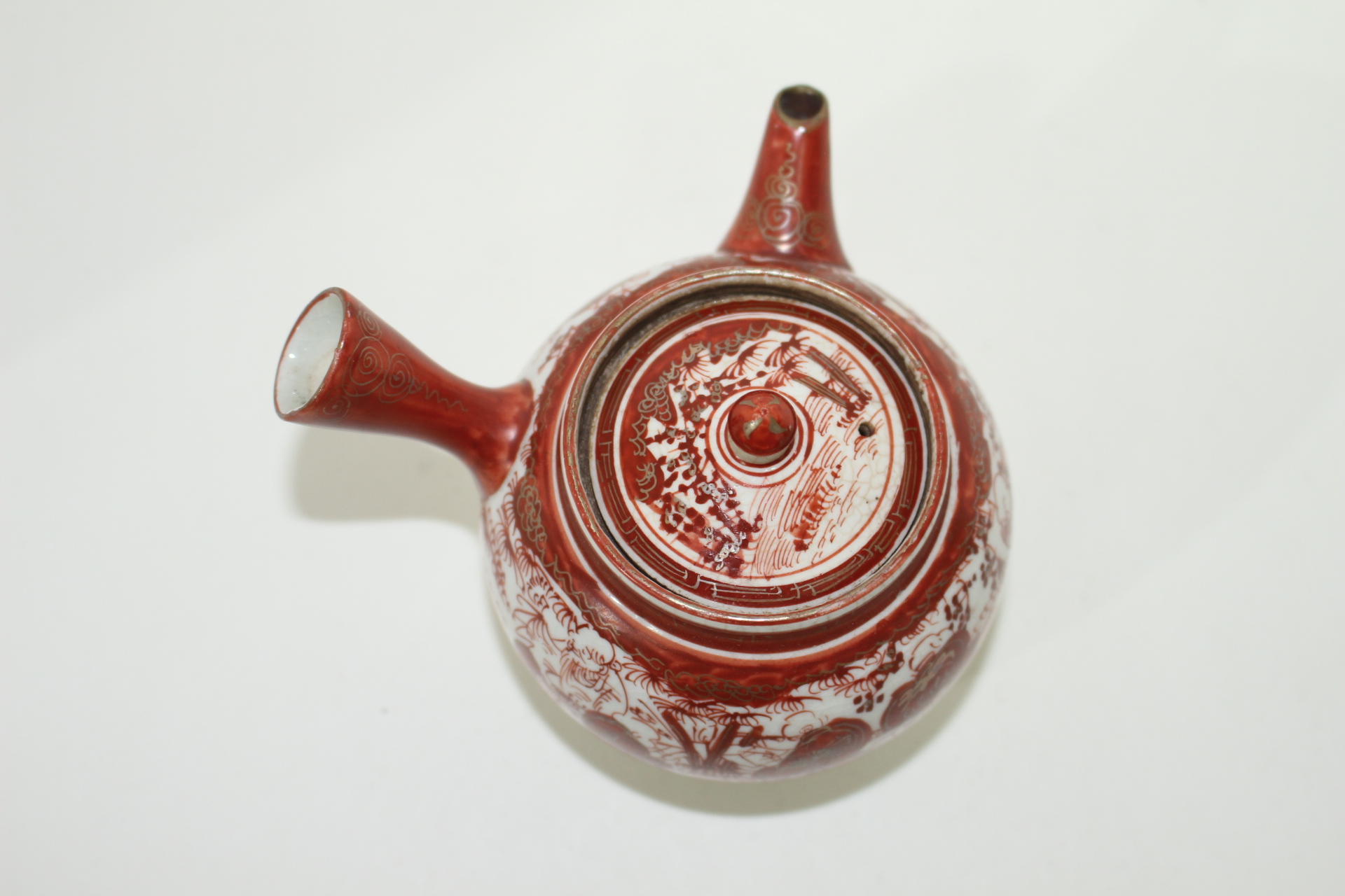 에도시기 고구다니 진사금채화문백자 다관