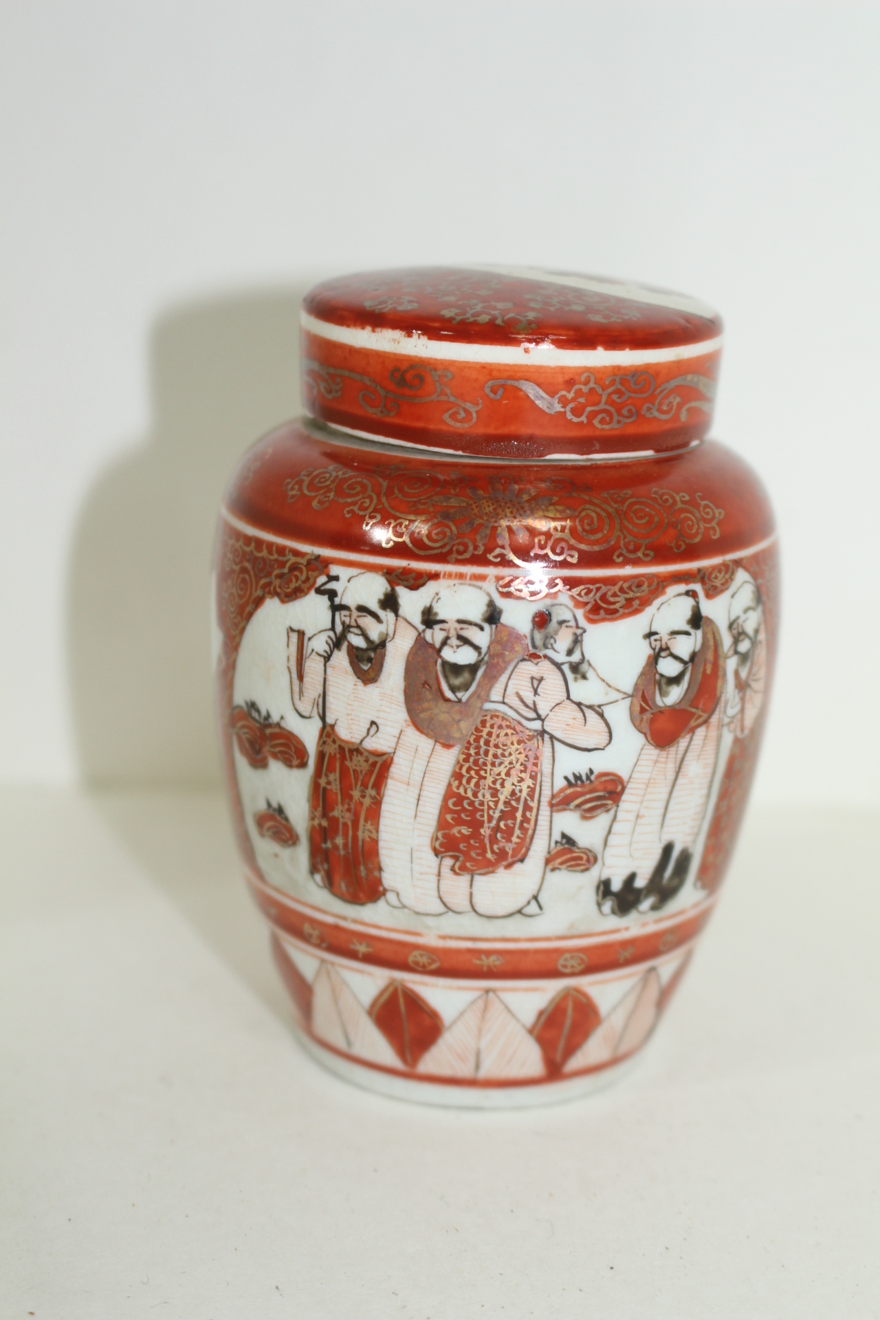 에도시기 고구다니 진사금채화문도인문 차통