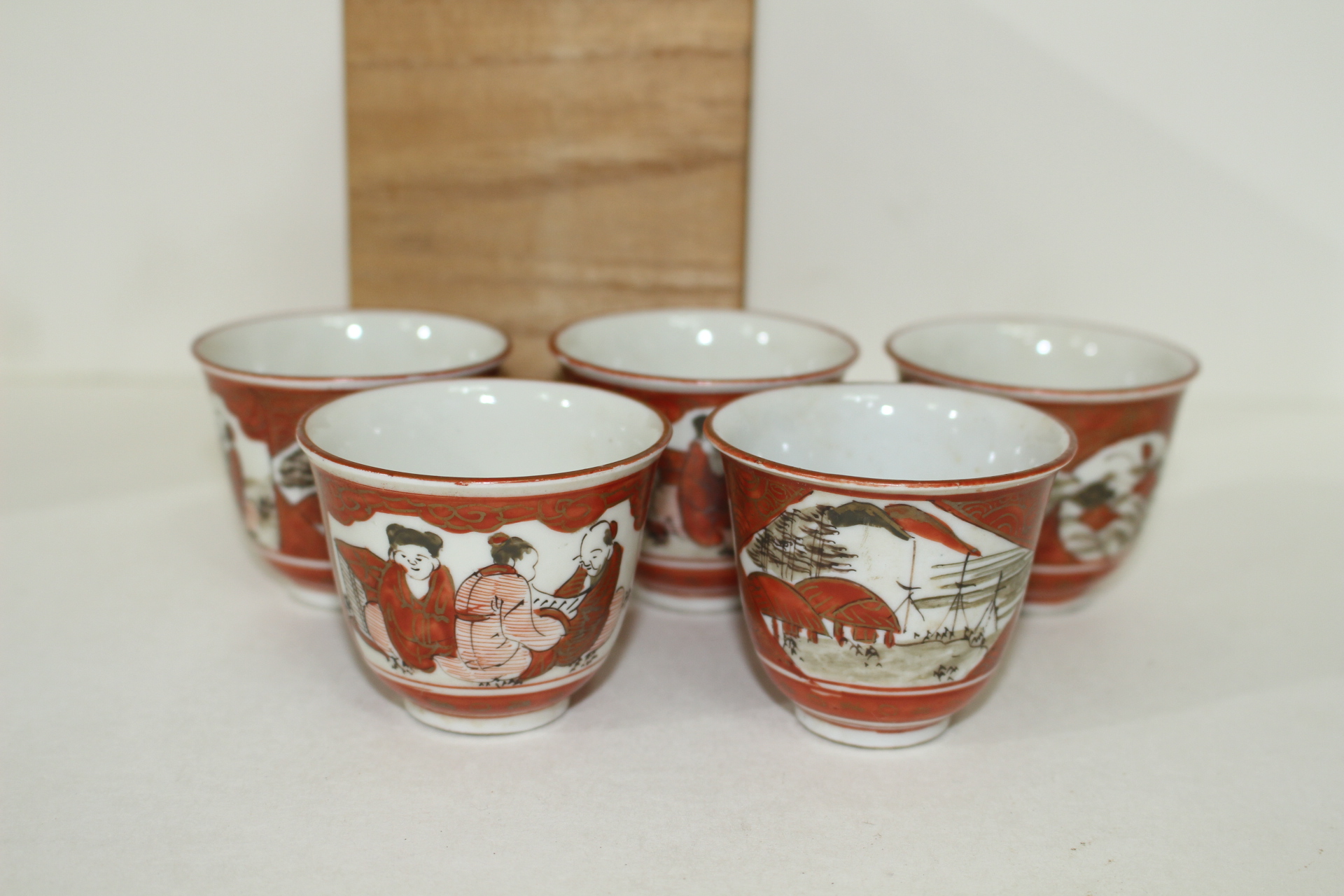 에도시기 고구다니 진사금채화문 잔 5점