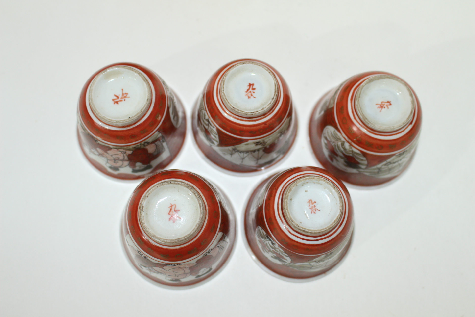 에도시기 고구다니 진사금채화문 잔 5점