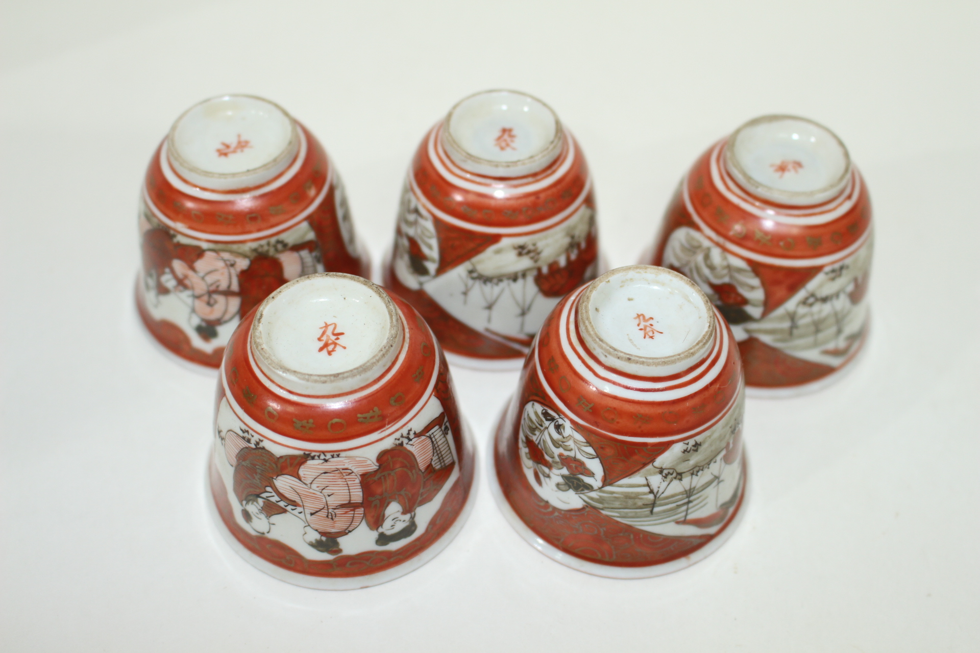 에도시기 고구다니 진사금채화문 잔 5점