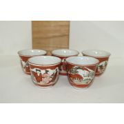 에도시기 고구다니 진사금채화문 잔 5점