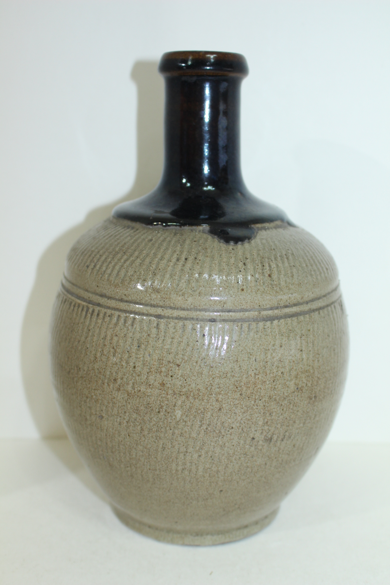 에도시기 흑유청자 줄문 주병