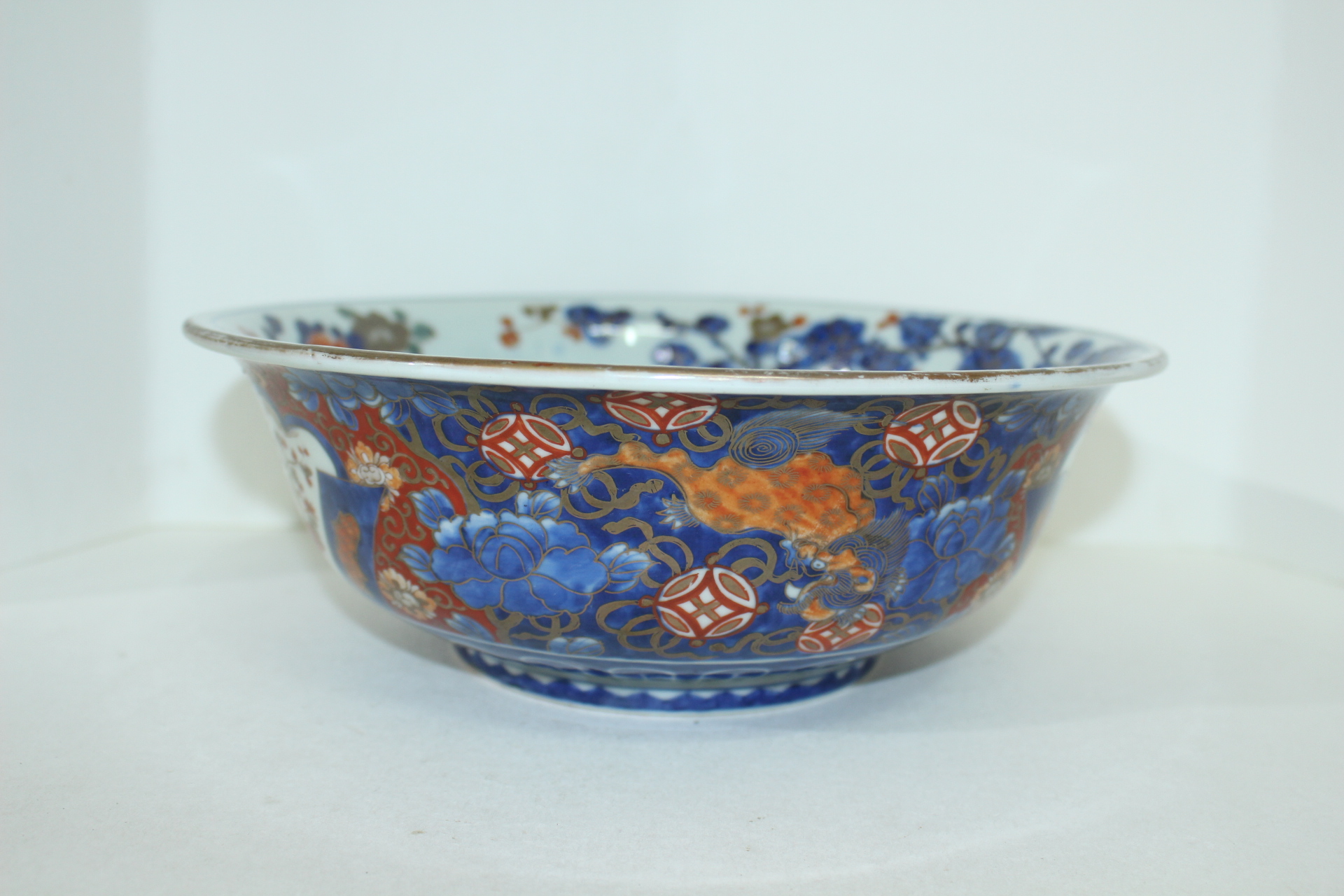 고이마리 부귀장춘(富貴長春)명 청화백자진사금채화문 대완