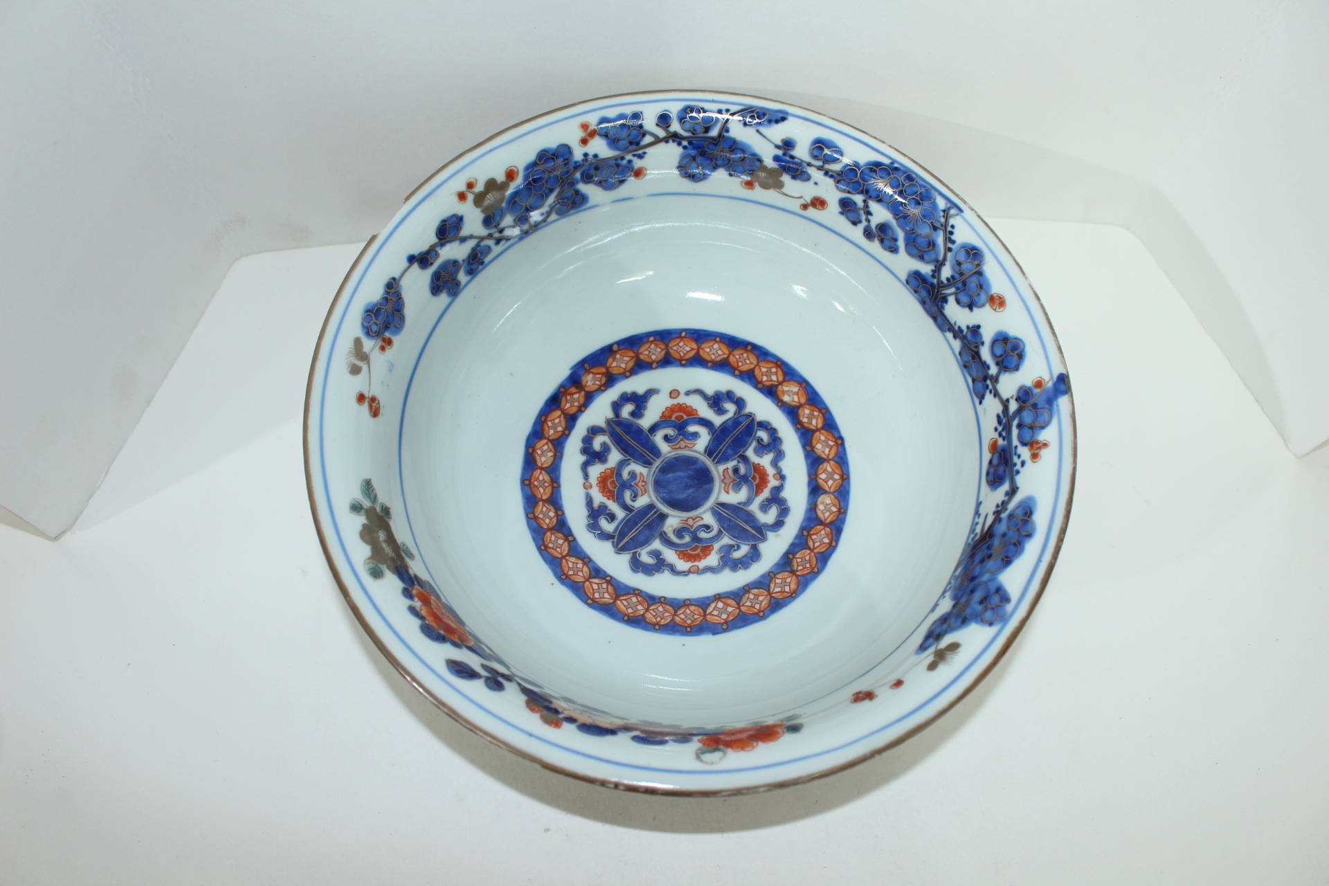 고이마리 부귀장춘(富貴長春)명 청화백자진사금채화문 대완