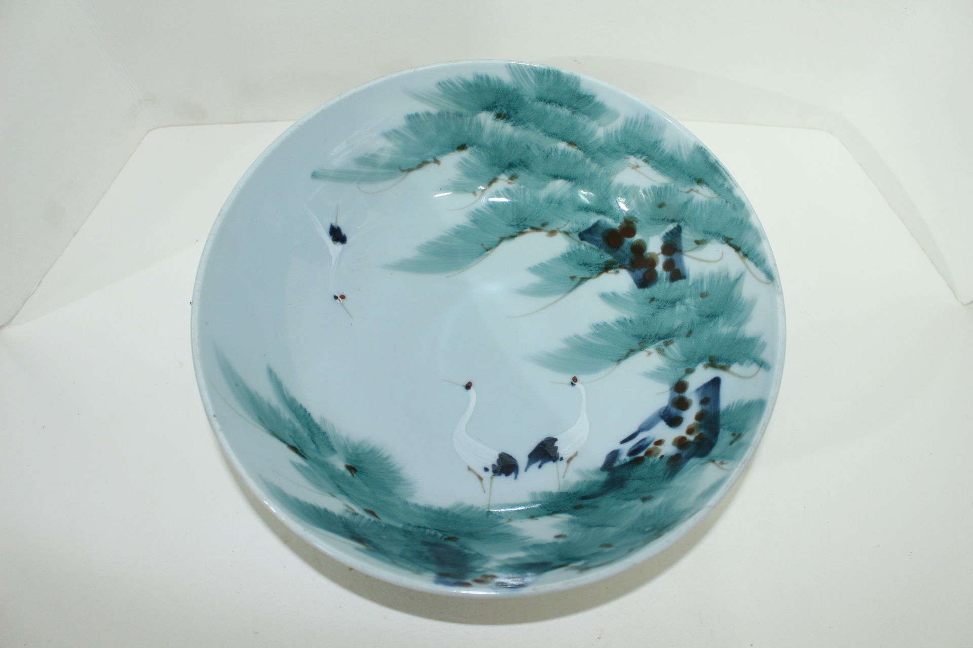 100년이상된 청화백자 노송학문 대완