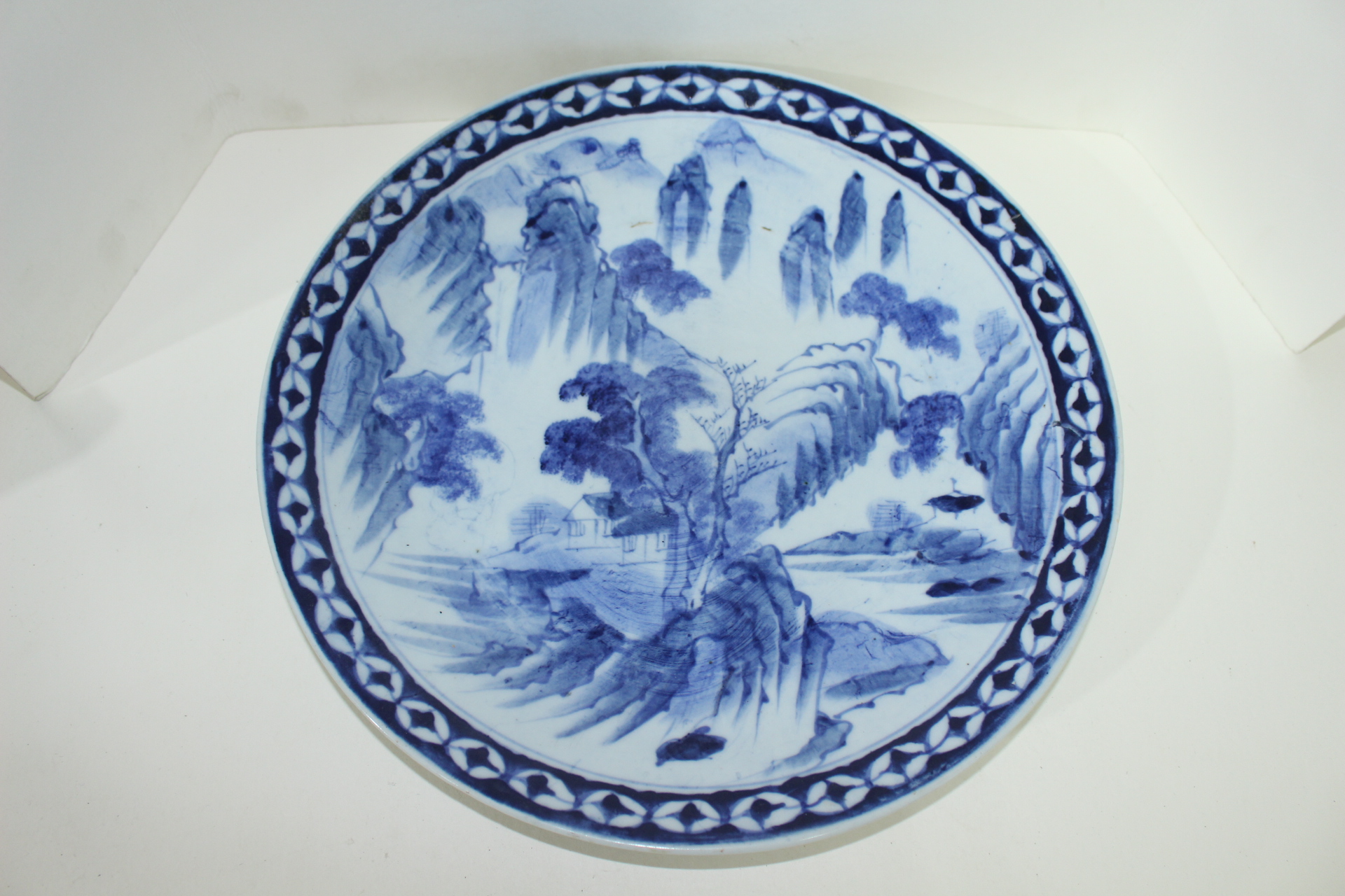 100년이상된 청화백자 산수문 대완