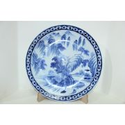 100년이상된 청화백자 산수문 대완