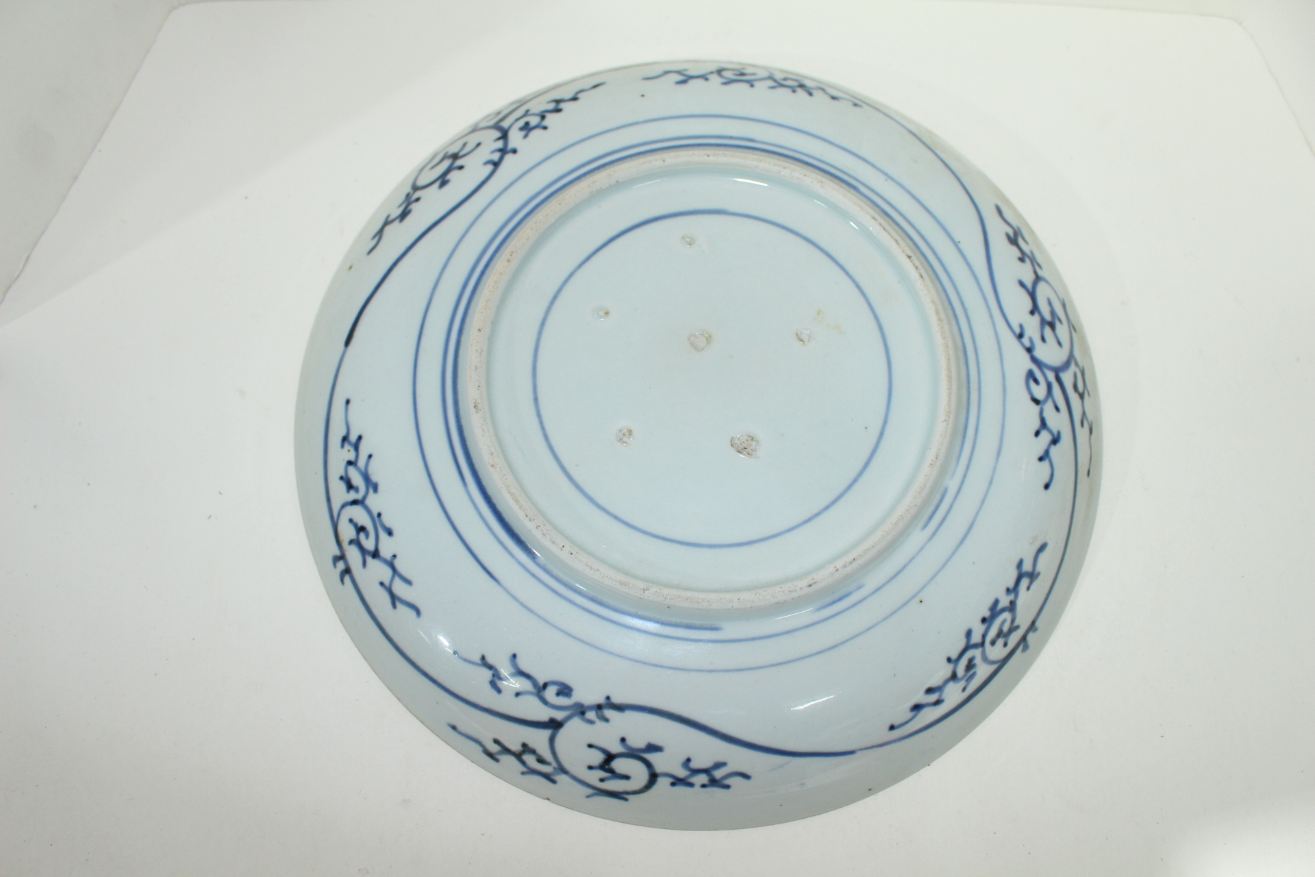 100년이상된 청화백자 산수문 대완