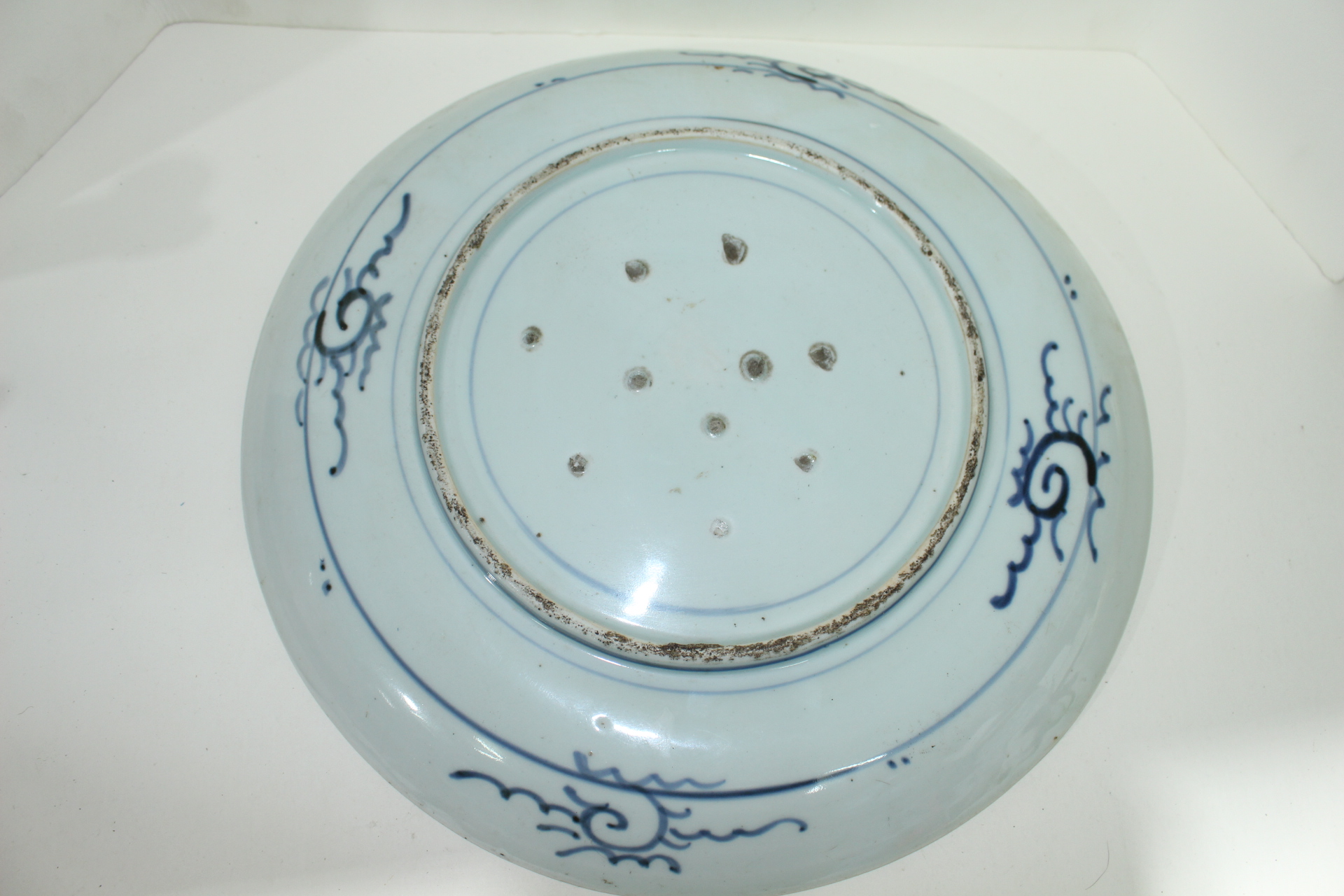 100년이상된 청화백자 노송산수문 대완