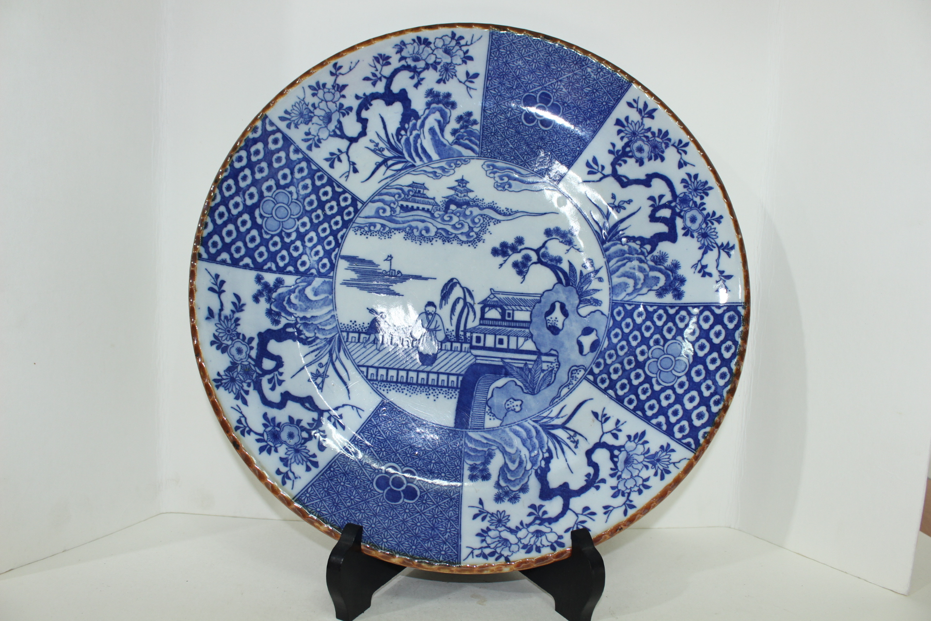 연대가좋은 청화백자 산수문 대완