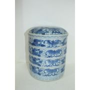 100년이상된 고이마리 청화백자 나비문 사단합