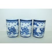 연대가좋은 청화백자 동자문 잔 3점
