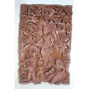 원목나무를 통으로 조각한 여인부조판