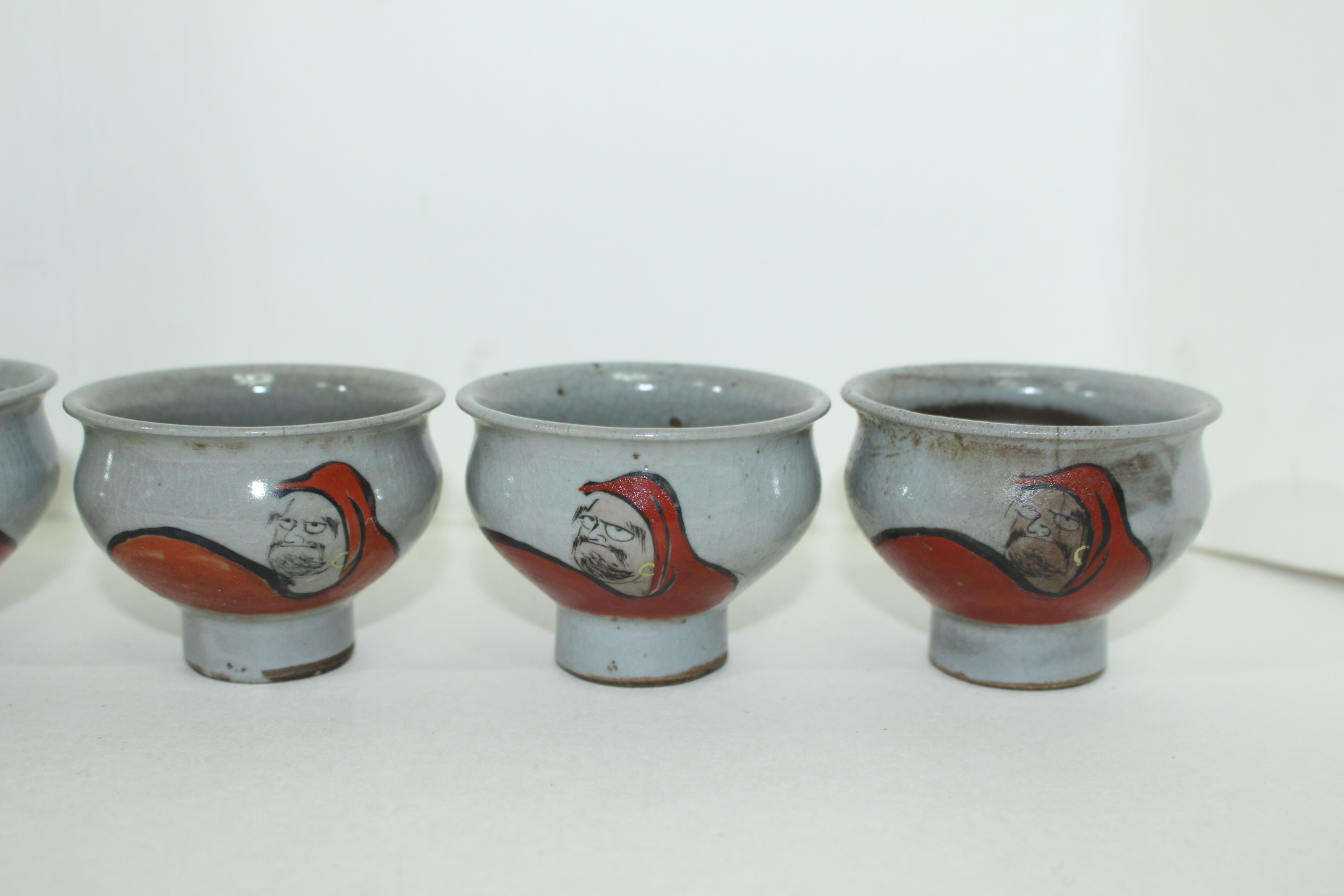 연대가좋은 청자진사달마도문 잔 5점