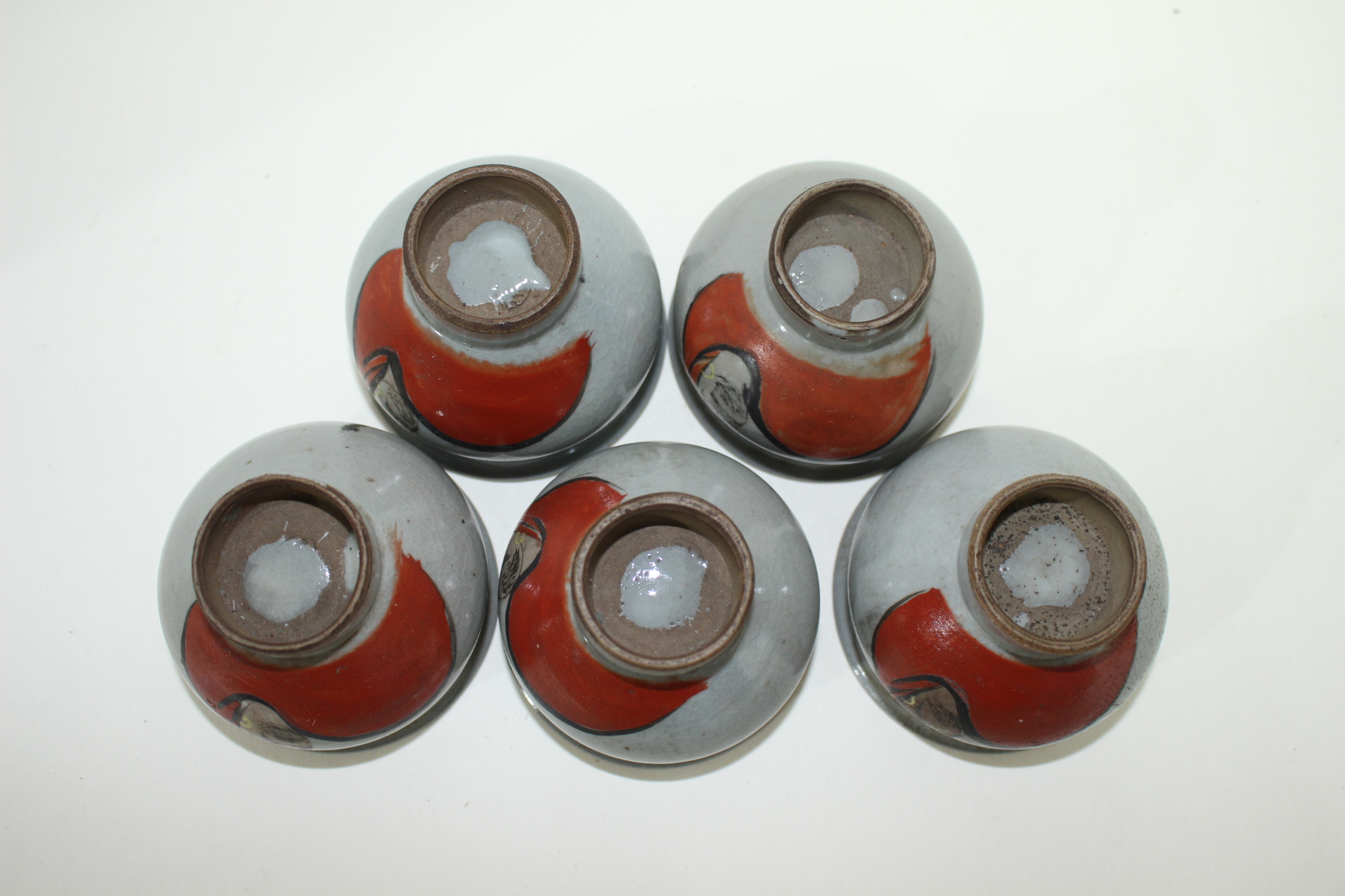 연대가좋은 청자진사달마도문 잔 5점