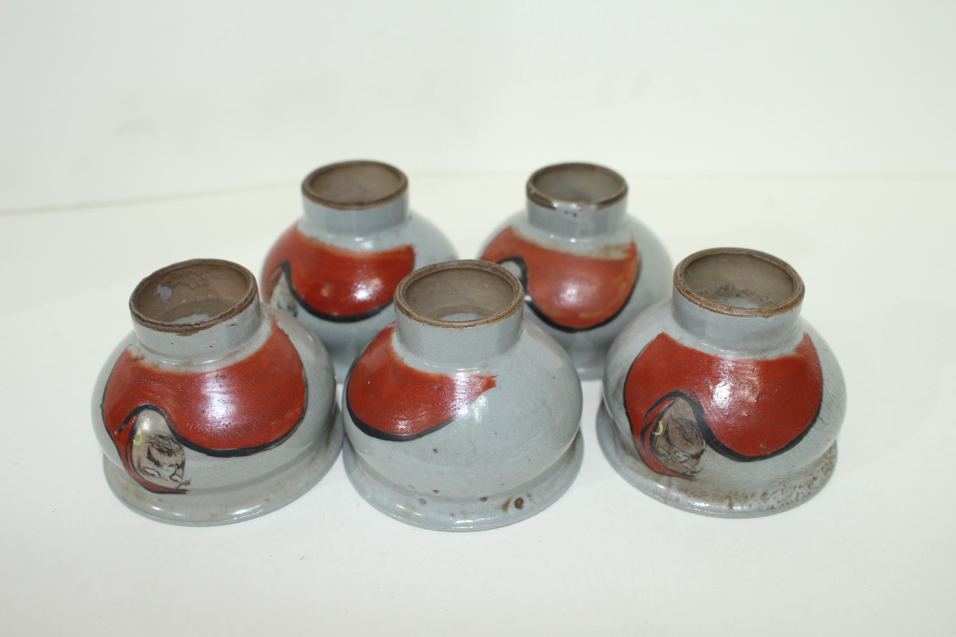 연대가좋은 청자진사달마도문 잔 5점