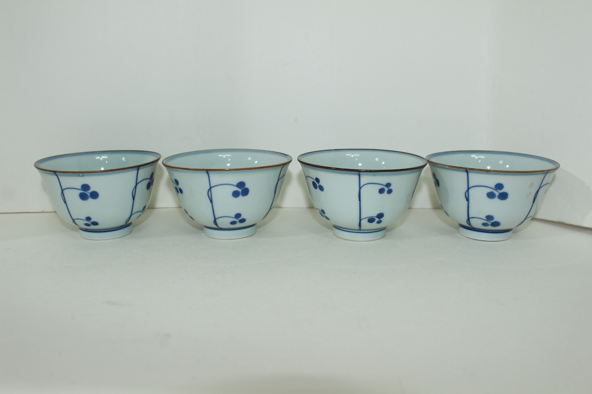 이마리 청화백자추상화문 잔 4점