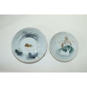 외사기 연대의 백자 금채토끼문 완 2점