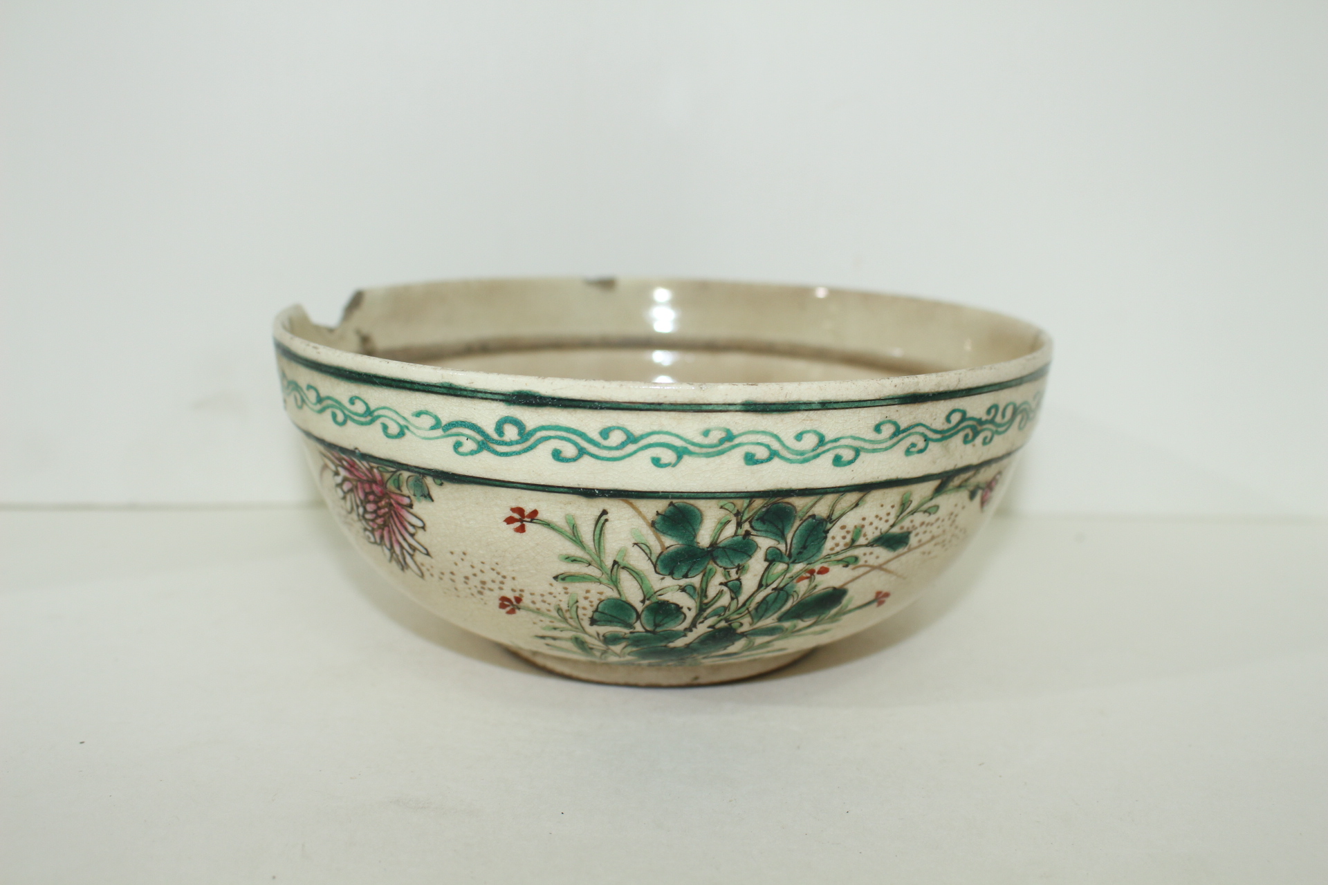 에도시기 분청자청화진사화문 완