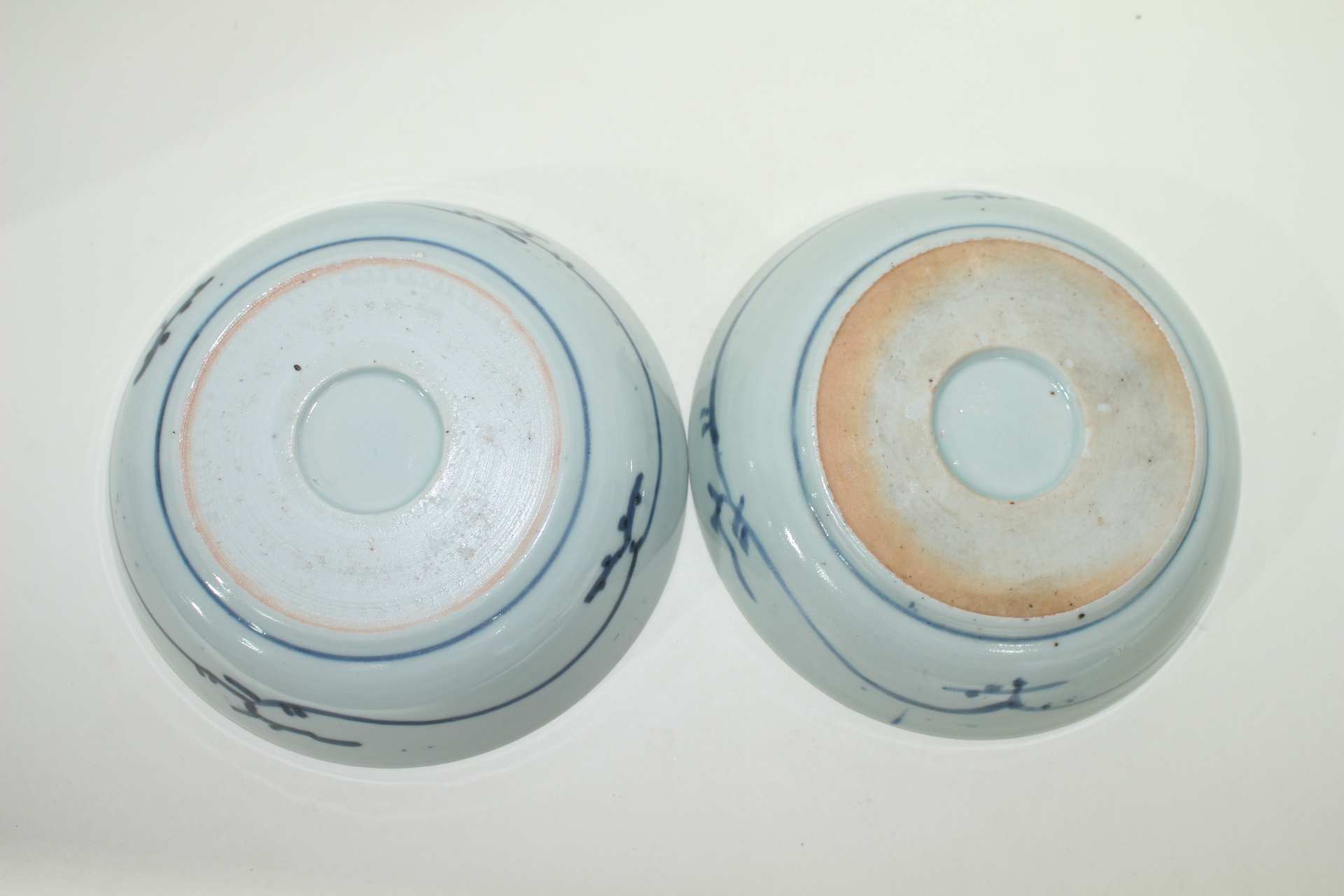 연대가좋은 청화백자화문 완 2점