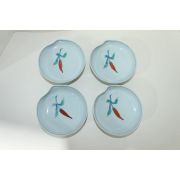 이마리 청화백자진사화문 완 4점