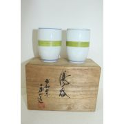 청화백자 줄문 부부잔셋트