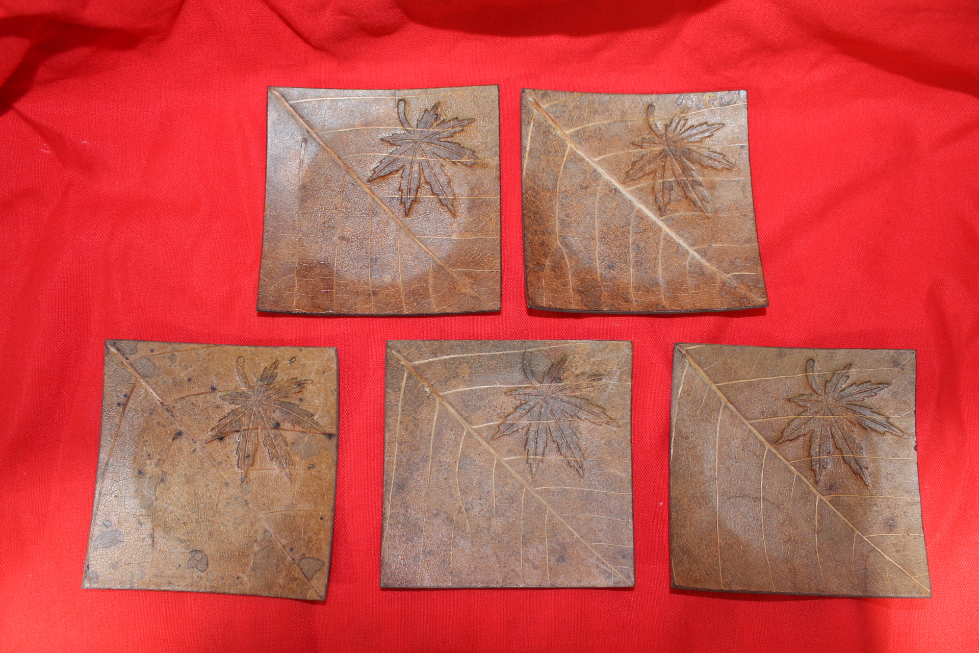 실제나뭇잎으로 만든 차반 5점셋트