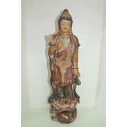 나무에 채색금채된 관음불 입상