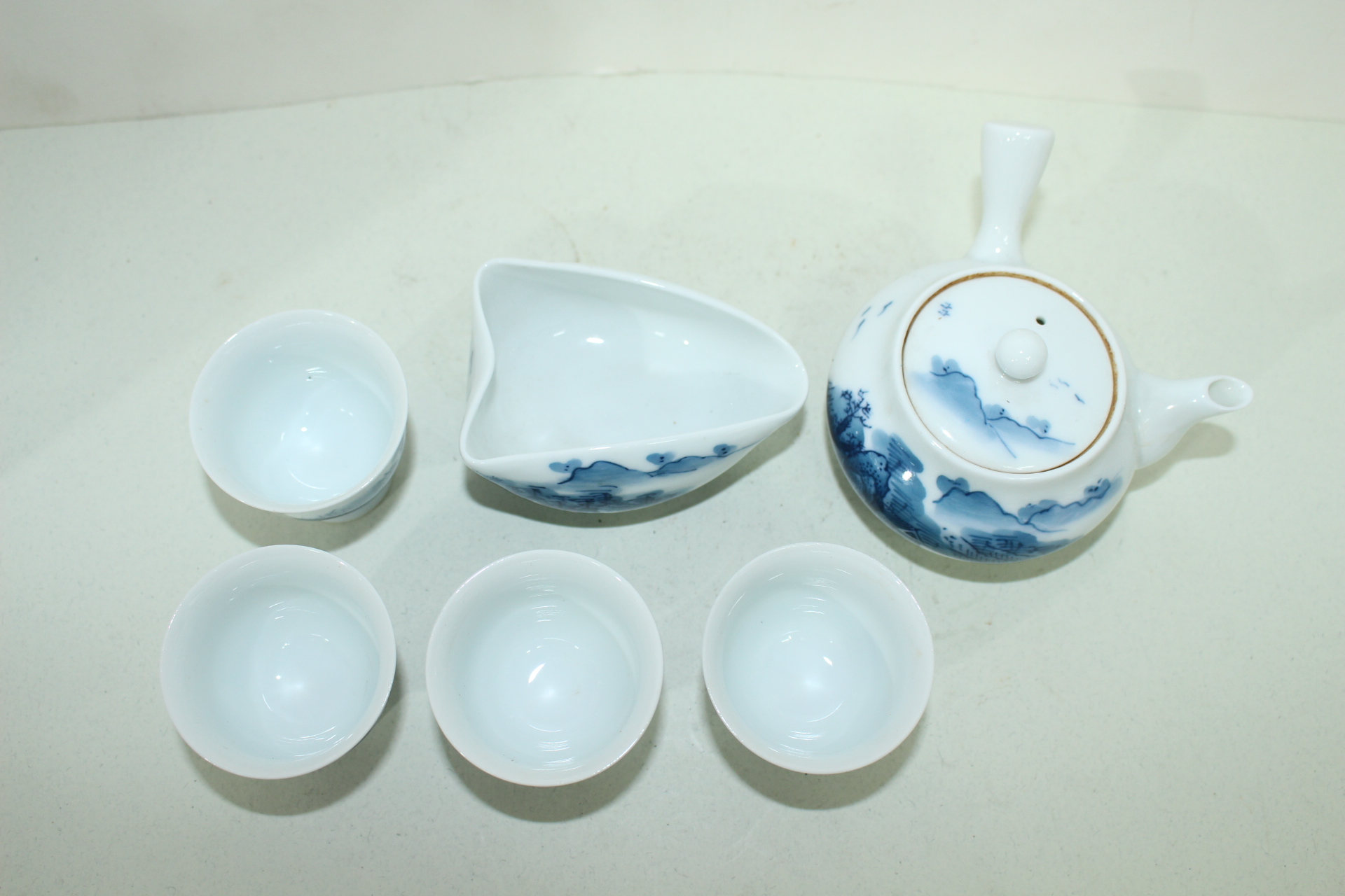 이마리 청화백자산수문 4인다관셋트