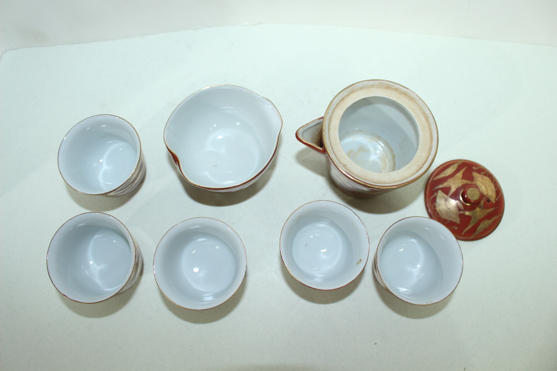 연대가좋은 구다니 영락(九谷永樂) 진사백자금채조화문 다관셋트