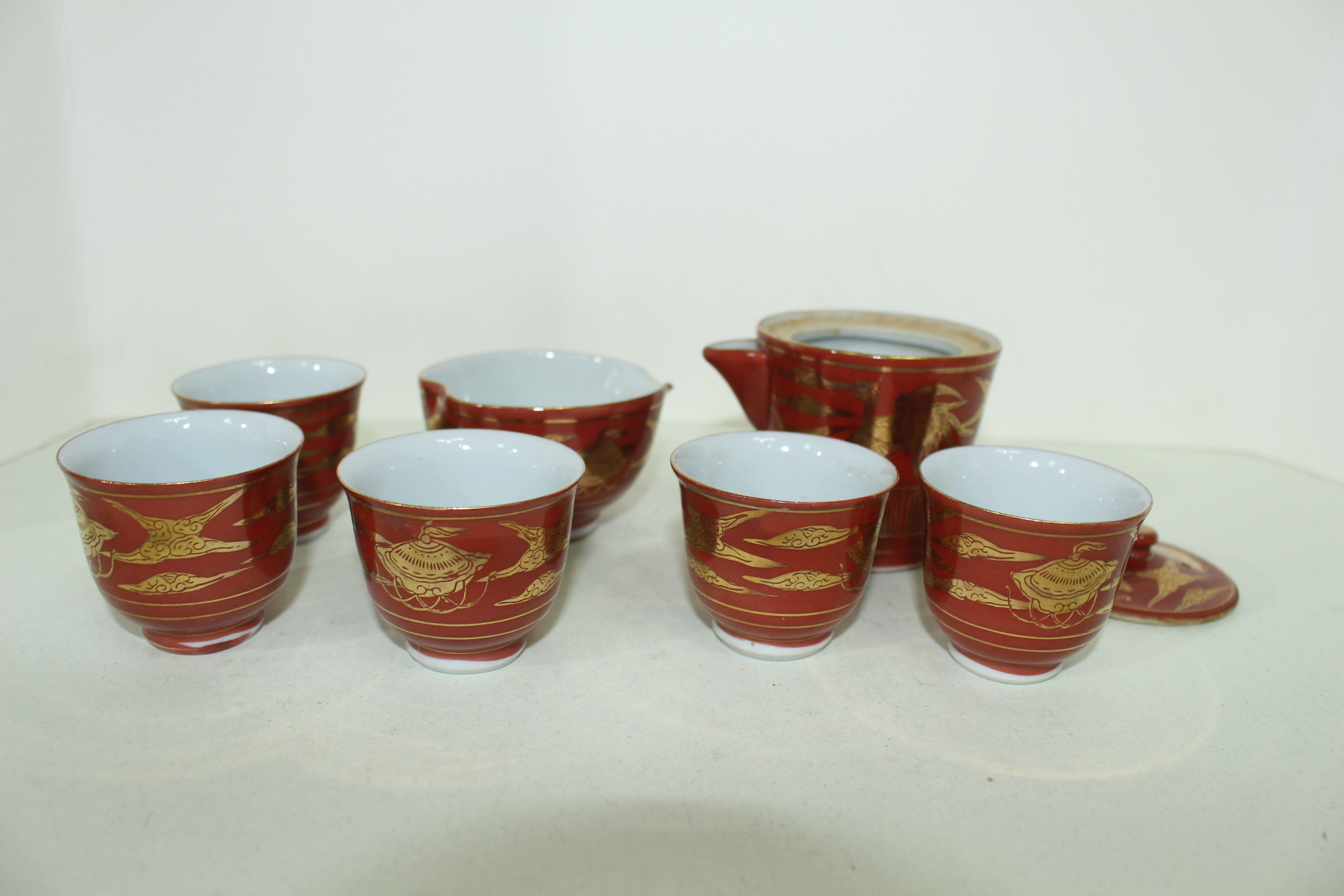 연대가좋은 구다니 영락(九谷永樂) 진사백자금채조화문 다관셋트