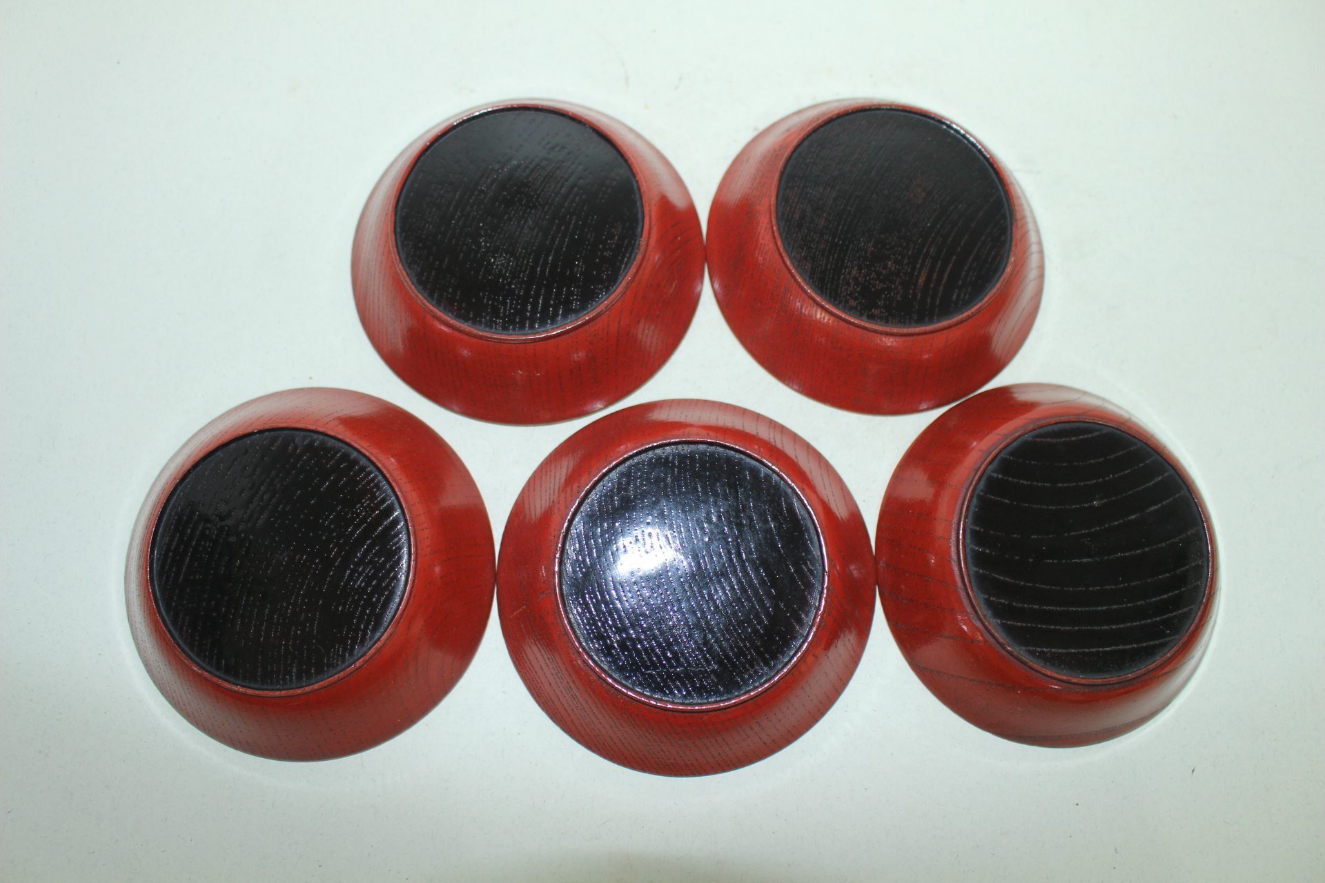 원목나무에 주칠이된 완 5점