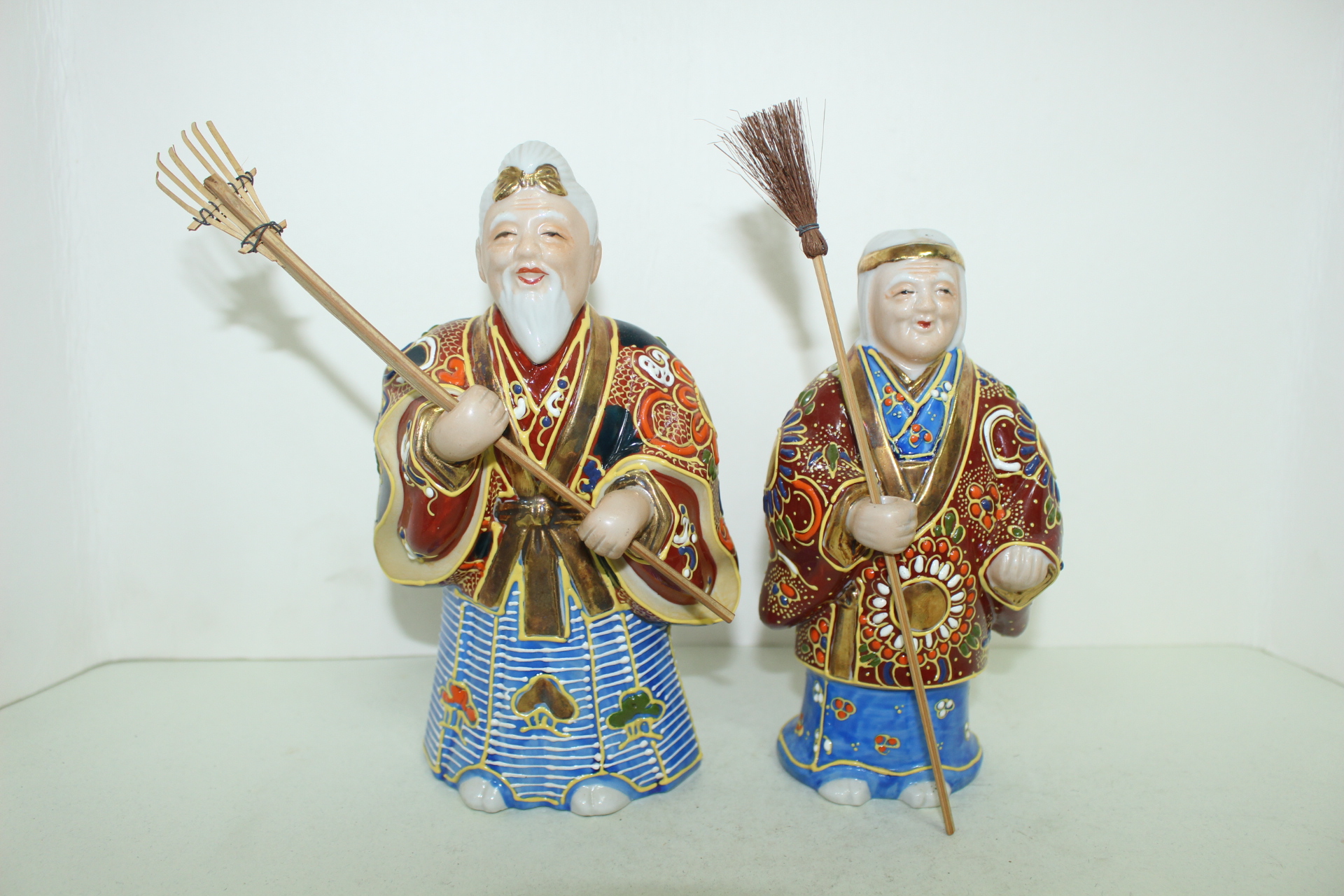 구다니 청화백자 인물조각상 1쌍