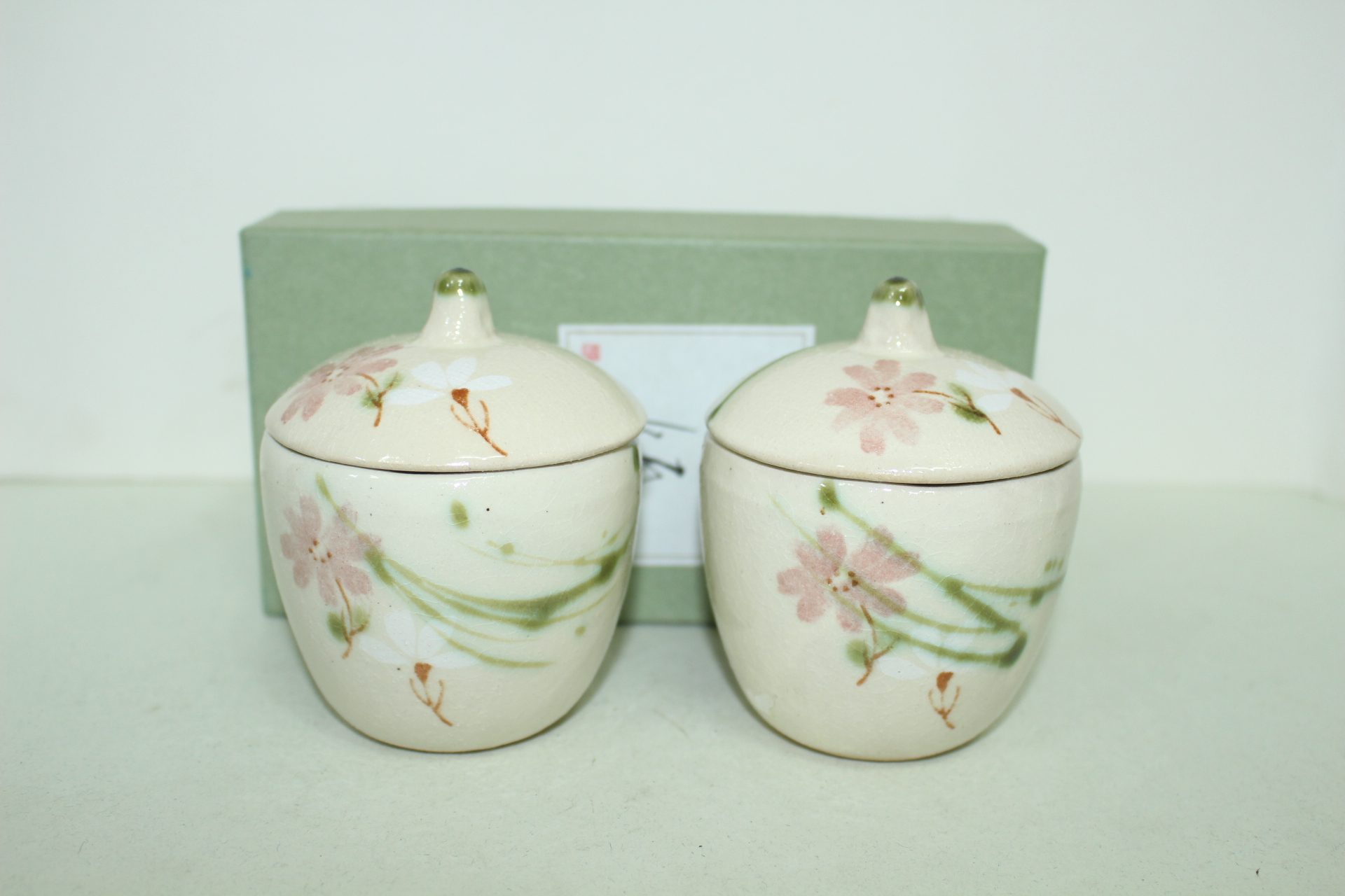 분청자 청화진사화문 부부잔셋트