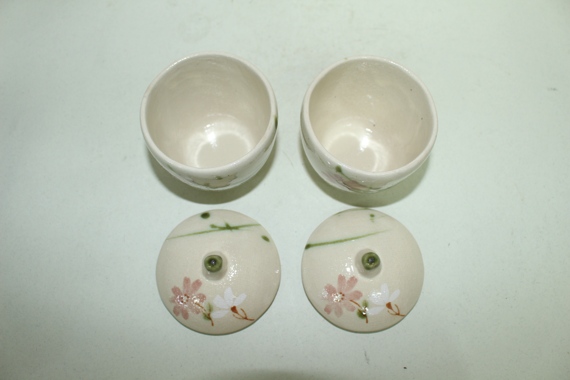 분청자 청화진사화문 부부잔셋트