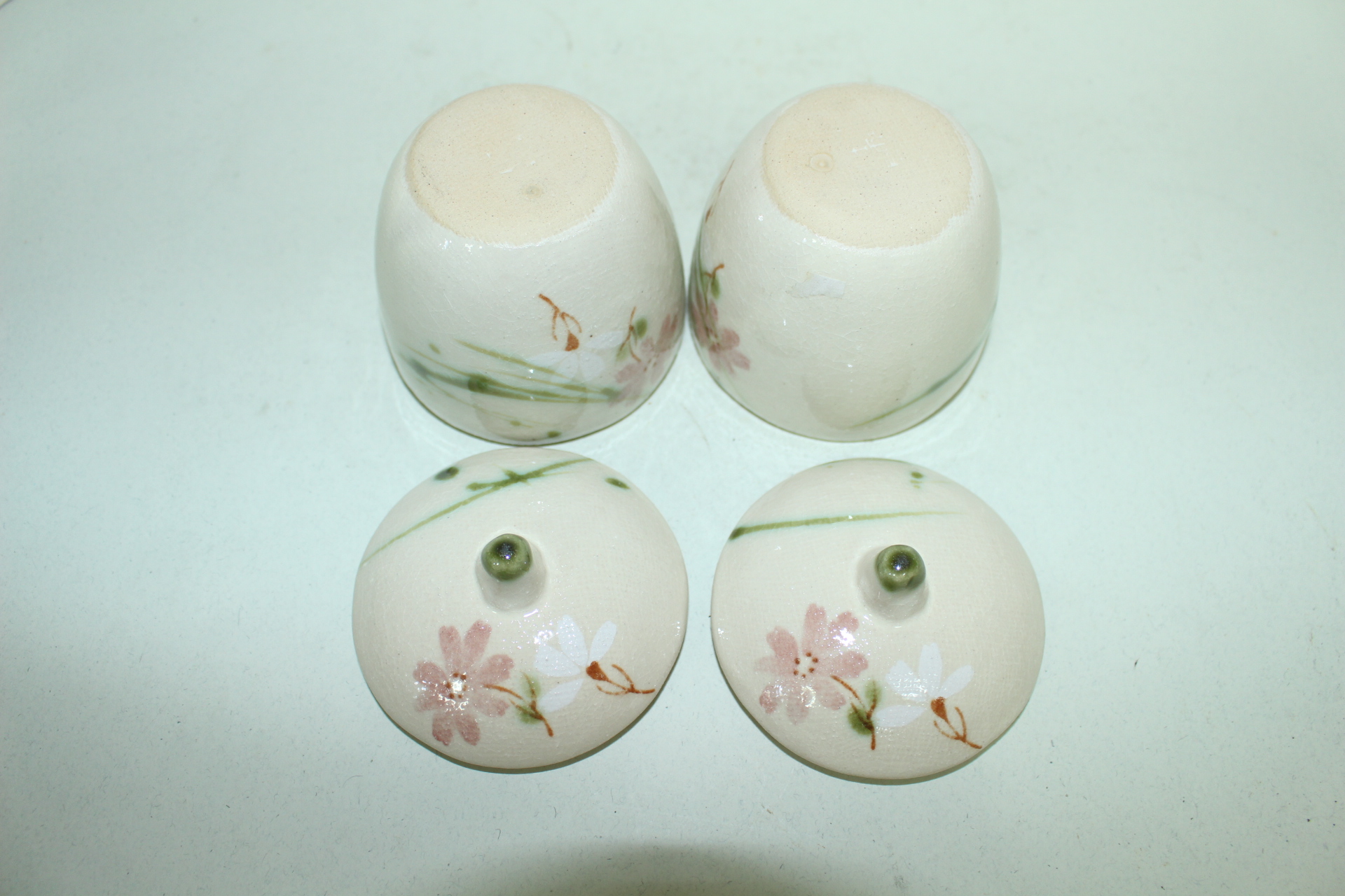 분청자 청화진사화문 부부잔셋트