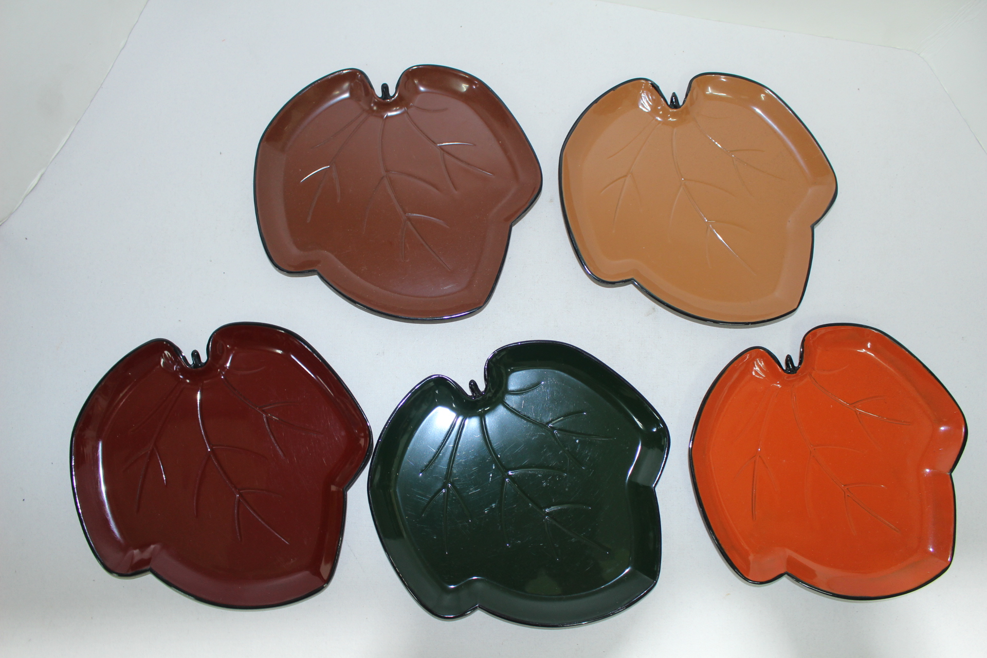 나뭇잎모양의 차반 5점셋트