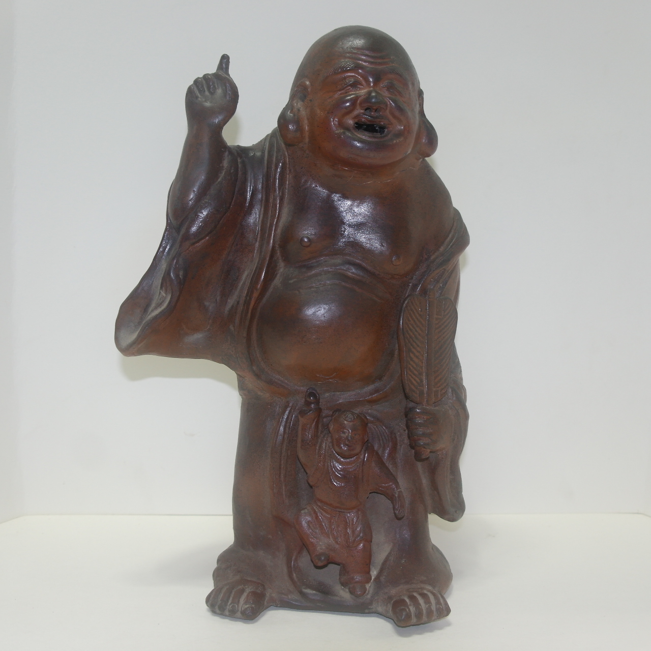 비젠야끼(備前) 청자 동자 달마대사 조각상