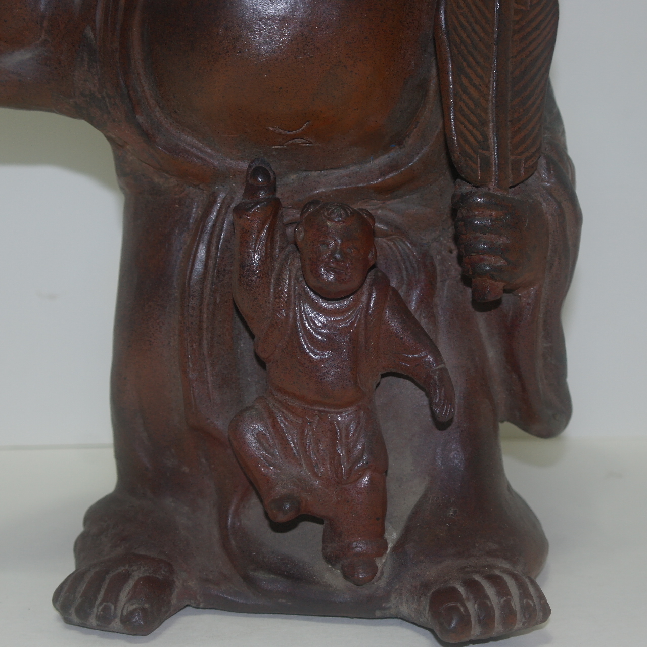 비젠야끼(備前) 청자 동자 달마대사 조각상