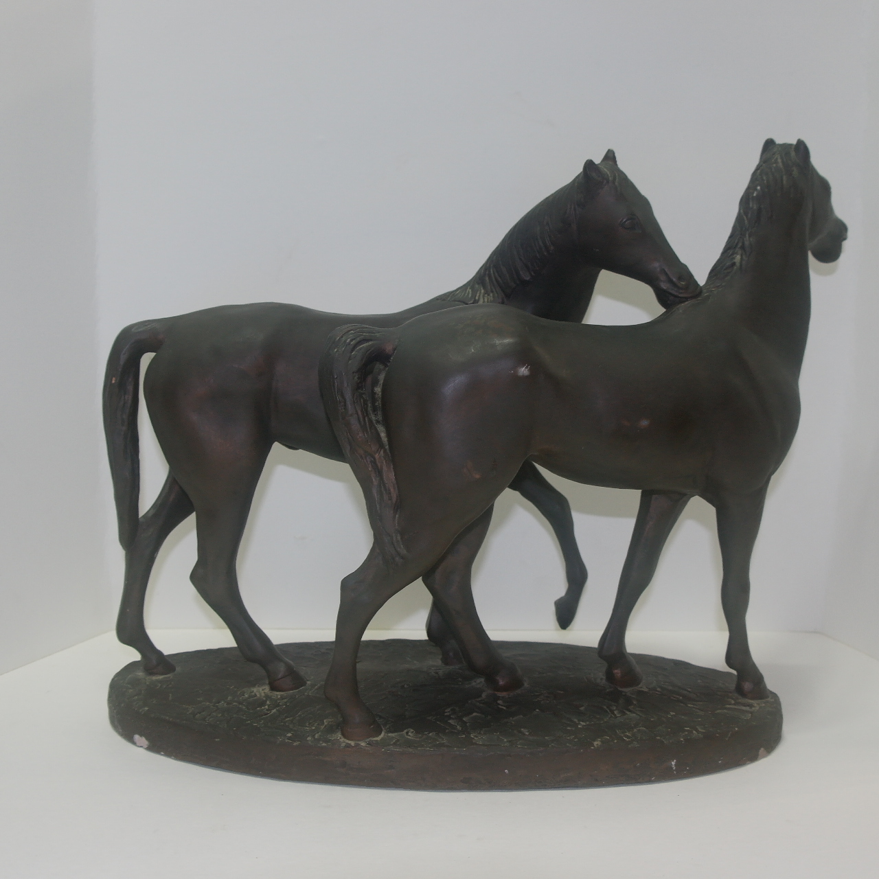 아주묵직한 쌍마 말 조각상