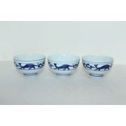 연대가좋은 청화백자 동물문 잔 3점