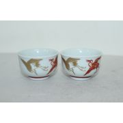 구다니 진사백자금채학문 잔 2점