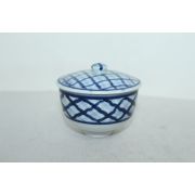 연대좋은 청화백자격자문 두껑있는 잔