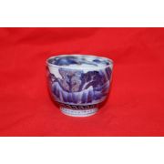 150년이상된 고이마리 청화백자금채산수문 화형잔