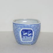 이마리 청화백자 토끼문 화분