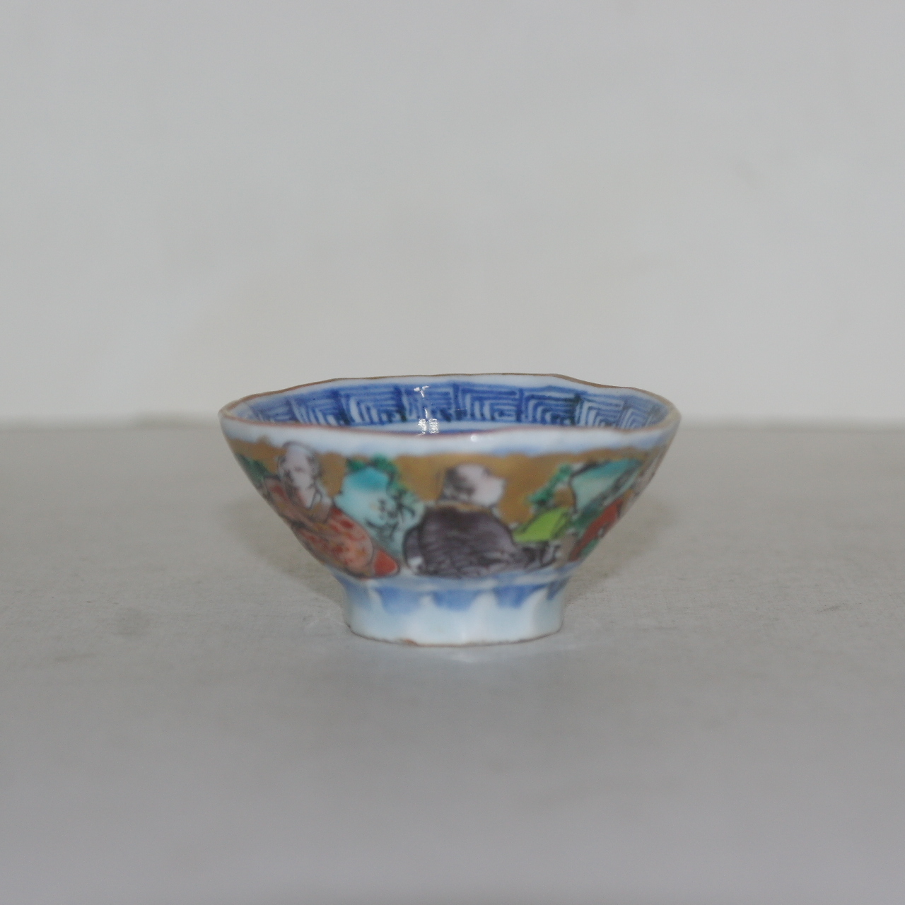 명품-청화백자 도인문 금채 잔