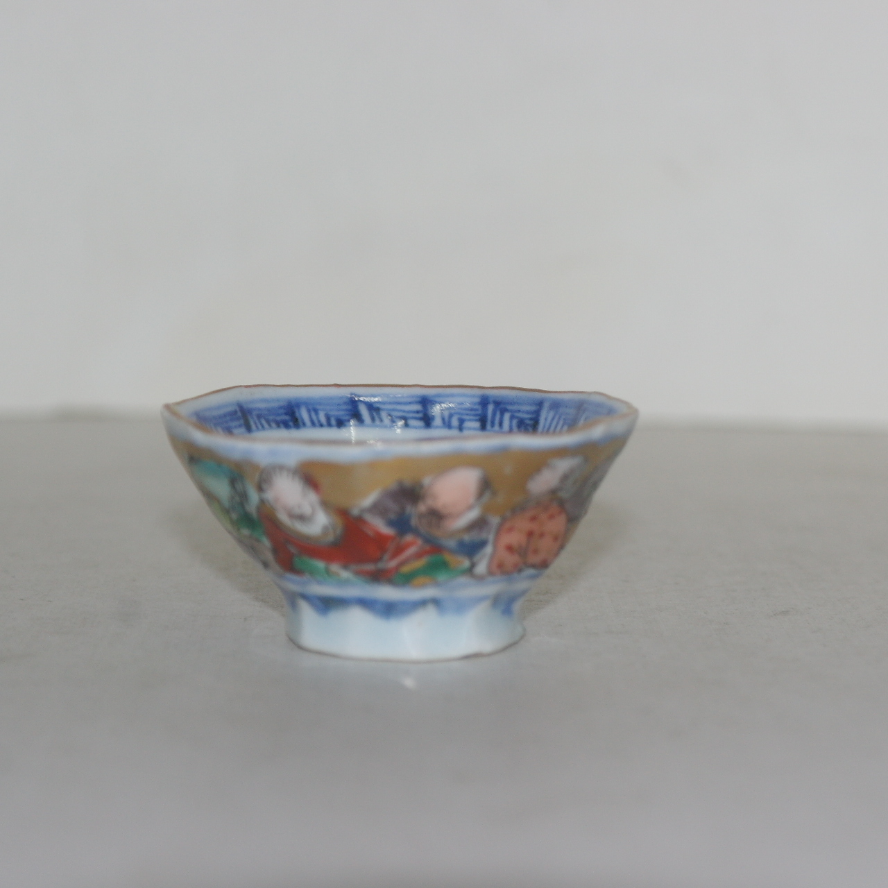 명품-청화백자 도인문 금채 잔