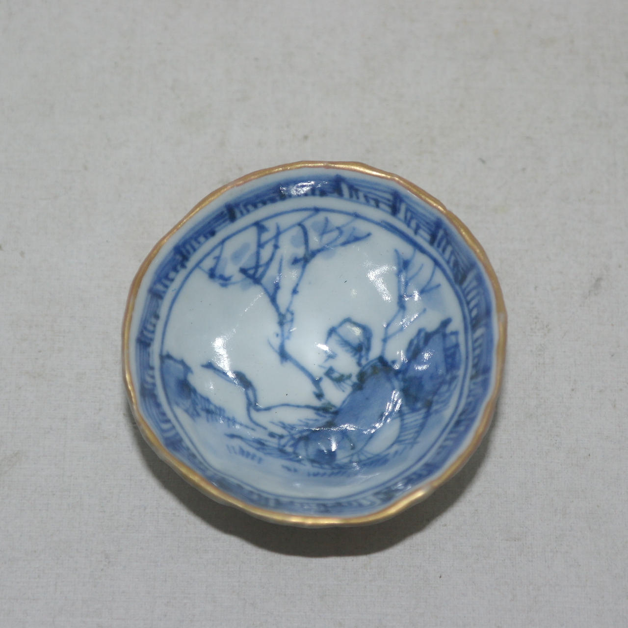 명품-청화백자 도인문 금채 잔